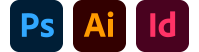 Adobe Photoshop, Adobe Illustrator, and Adobe Indesign logos