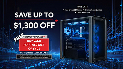 Save uo $1300  plus 2-Year Warranty, Free Memory upgrade from 64GB to 96GB, Free Shipping, & digital bonus games