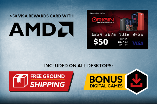 Free Shipping on All Desktops PLUS $50 Rewards Card with AMD Ryzen