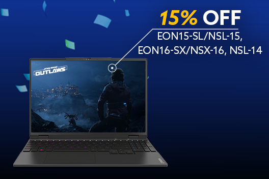 15% OFF all EON15-SL / EON16-SX / NSL Laptops at checkout & Free 2 Year Warranty *Discount Applied at Checkout	